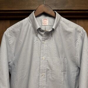 Brooks Brothers Oxford Cloth Button-Down Stripe Dress Shirt